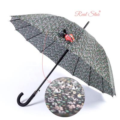 China RST Japan / Korea Popular Design CLASSIC Vintage Flower Printing 16 Ribs Straight Lady Umbrella for sale