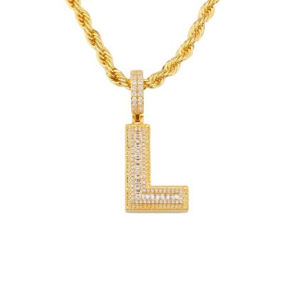 China Hot Selling 14K Gold Hiphop Hiphop Letter A-Z Alphabet Necklace Pendant for Male and Female for sale