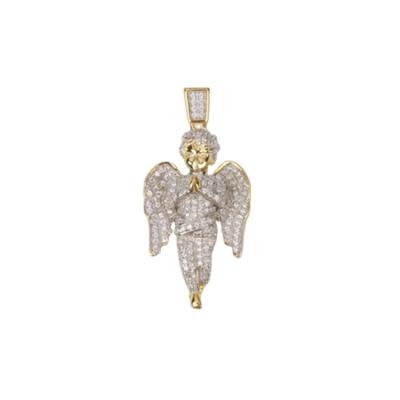 China Big Size Hip Hop Hip Hop CZ Zircon Stone Bling Pendant Necklace Setting Iced Out Angel Wing US Dollar Pendant Necklace for sale