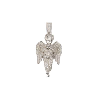 China Hiphop Hip Hop Gold Plated Wings Angel Pendant 925 Gold Silver Punk Fashionable Angel Necklace Micro Inlaid Zircon for sale