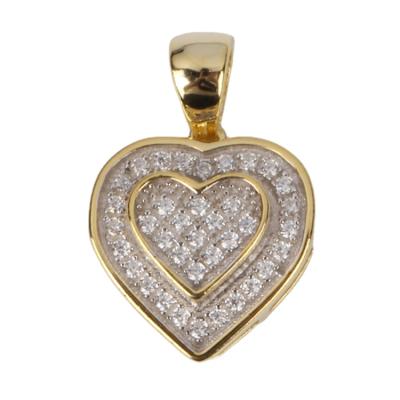 China Hiphop Factory Directly Sell Custom Moissanite Plated Pendant Hiphop Pendant Diamond Heart Gold Heart Pendant for sale