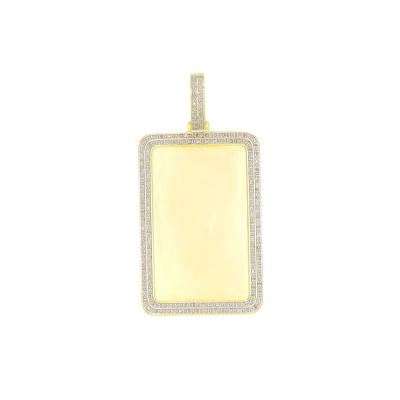 China Hiphop Custom 925 Sterling Silver Diamond DIY Photo Memory Frame Charm Pendant Picture Square Pendant for sale