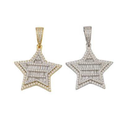 China Hip Hop Factory Wholesale Hip Hop Star Shape Pendant Fashion Moissanite Diamond Pendant Star For Gift for sale