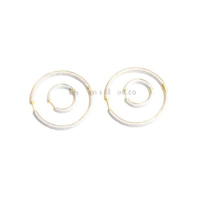 China Hiphop plated gold or silver made Hip Hop 24K round big circle earrings jewelry custom iced out stud earrings for men and women for sale