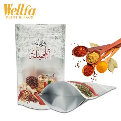 China OEM Factory Barrier Food Packaging Mylar Zipper Spice Bag Stand Up Pouch Packaging for sale