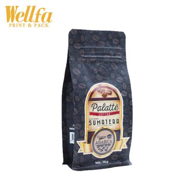 China Custom Coffee Bean Plastic Bag Zip Lock Moisture Proof Square Bottom Bag With Logo Packaging for sale