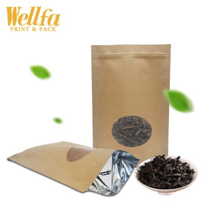 China Custom Biodegradable Factory Eco Friendly PLA Stand Up Plastic Kraft Paper Tea Packaging Bags With Zipper for sale