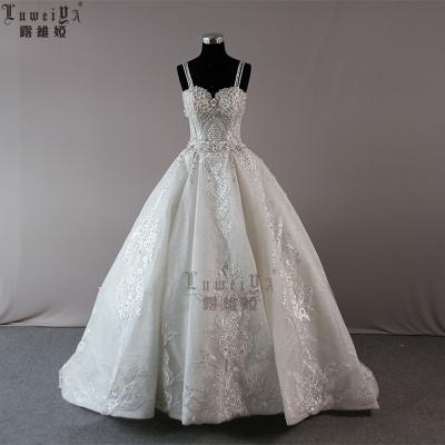 China Latest Ivory Backless Sexy Lace Customized Anti-Static Modest Wedding Dress Pakistan Bridal Ladies Wedding Dress for sale