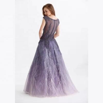 China LUWEIYA color lady long party evening dress anti-static elegant purple dresses women lady fashion western dress women for sale