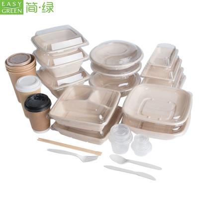 China Hot Selling Eco-Friendly Compostable Green Sugar Cane Pulp Tableware Set Easy Compostable Eco-Friendly for sale