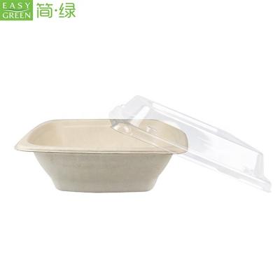 China 24oz Food Containers Pulp Bowl Easy Green Disposable Biodegradable Bamboo Lid for sale