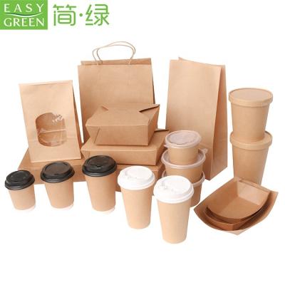 China Disposable EASY GREEN Disposable Custom Printed Kraft Paper Lunch Food Paper Box For Food for sale