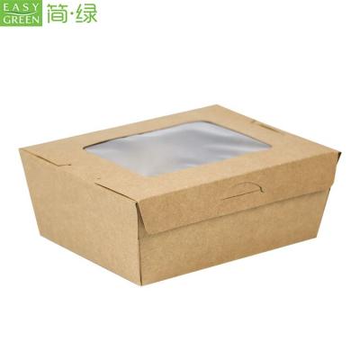 China Disposable Kraft Paper Board Bakery Box Brown Pastry Box With Auto-Auto Window for sale