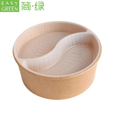 China Disposable Hot Food Grade Round Wrapping Paper Lunch Box Rice Salad Take Out Noodle Soup 2 Layer Paper Bowl With Lid for sale