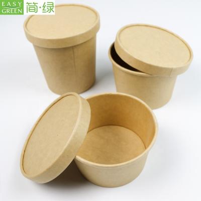 China Single Wall Easy Green Disposable Takeout Custom Take Out Paper Salad Bowl With Paper Lid for sale