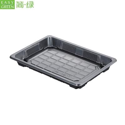 China Plastic Sushi Tray Easy Green Meat Burrito Packaging Trays With Lid for sale