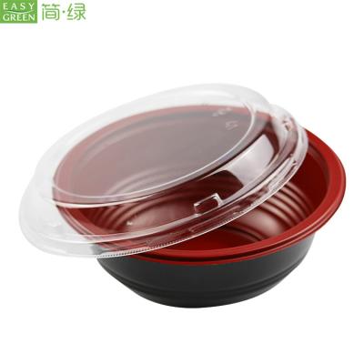 China Food Grade PP Soup Packing Noodle Rice Lunch Microwavable Easy Green Disposable Microwavable Take Out Bowl for sale