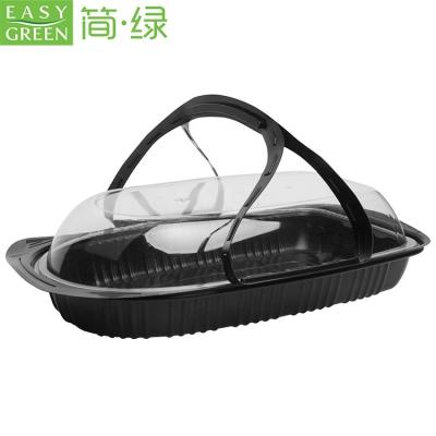 China Recyclable Easy Green Disposable PP Roast Takeout Plastic Cook Chicken Box for sale