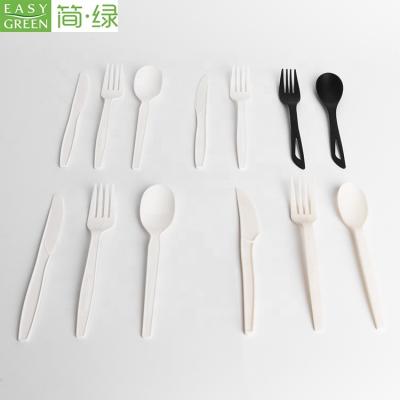 China Disposable Cornstarch Cutlery Set Easy Green Biodegradable Knife Fork Disposable Spoon for sale