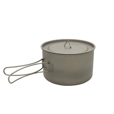 China Cooking TPJ-10B Foldable Handle Portable Lightweight Pure Titanium Picnic Cooking Pot for sale