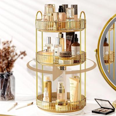 China Bathroom Best sale 360 Rotating Makeup Organizer High-Capacity Cosmetic and Skincare Dresser Make Up Holder Rack Makeup Organizer for sale