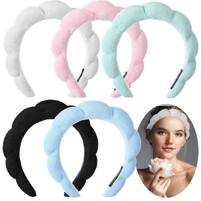 China Stocked Hot Sale Spa Sponge Headband Makeup Washing Face Hairband for Women Non Slip Hair Accessory Cloth Head Band for sale