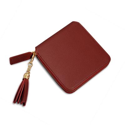 China Wholesale Women's Wallet Zero Wallet INS Women's Pocket Leather Fashion Cowhide Small Card Short Hot Leather Bag Zipper for Women for sale