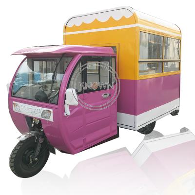 China Popular Fast Food Cart Vegetable Processing Factory Tricycle Mobile Selling Ice Cream Van Outdoor Food Kiosk For for sale