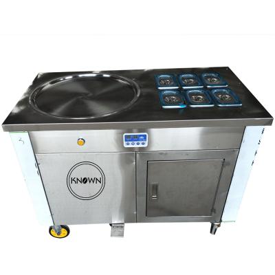 China New model 6+1 round pan fried vegetable processing plant soft roll ice cream machine fried vegetable on sale for sale