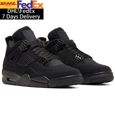 China Durable With Box 4s Black Cat Sports Sneakers Good Quality Women's Walking Boots Men's Retro Basketball 4s Shoes for sale