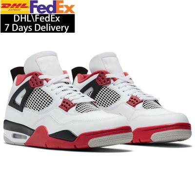 China Durable With Box 4s Fire Sports Red Sneakers Good Quality Walking Boots Men's 4s Basketball Shoes for sale