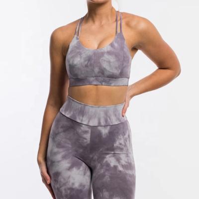 China Antibacterial High Quality Fitness Tie Dye Yoga Sets Women Yoga Set Two Piece Set for sale