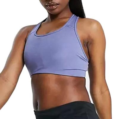 China Antibacterial Breathable Scoop Neck Runner Back Shaping Medium Support Sports Bra In Blue Adjustable Sports Bra for sale