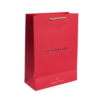 China Recycled Materials Gift Paper Bag, Classic Red Paper Bag, Luxury Paper Gift Bag for sale