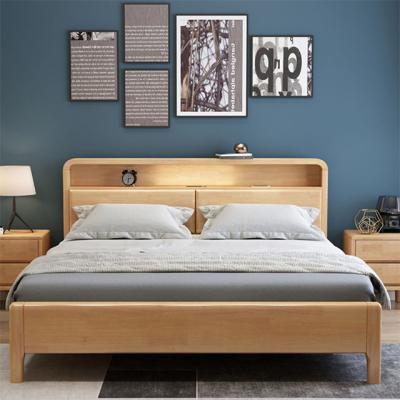 China (Others)Adjustable Solid Wood Bed Factory Wholesale Price Hotel Apartment Bedroom Furniture Set Solid Wood King Size Double Bed for sale