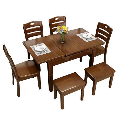 China Hotel restaurant foldable telescopic rectangular dining table and chair (the others) solid wood adjustable simple modern home dining table for sale