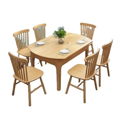 China Hotel foldable wooden square restaurant round table round table household color Nordic solid wood solid wood dining table for sale