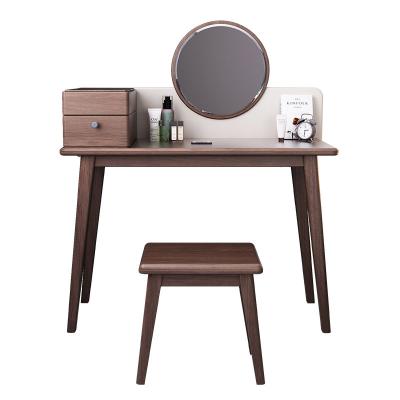 China (Other)Adjustable Solid Wood Legs Makeup Dressing Table With Mirrored Drawers Snitch Hotel Apartment Bedroom Furniture Set Vanity Table For Woman for sale