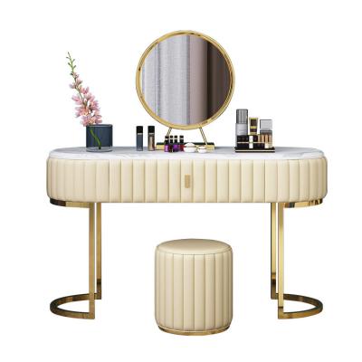 China Simple Household Leather Art Marble Dressing Table (The Other) European Style Bedroom Adjustable Modern Dressing Table for sale