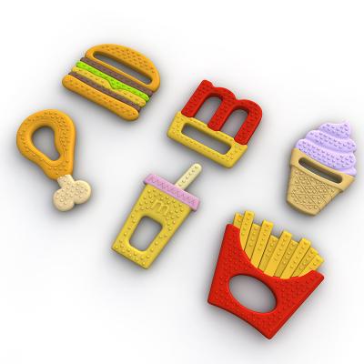 China Toy Burger Set Teether Soft Fries Chicken Drumstick (6 Pieces) Ice Cream Cola McDonald's Teether Kids Teether Toys Chewing Teether for sale