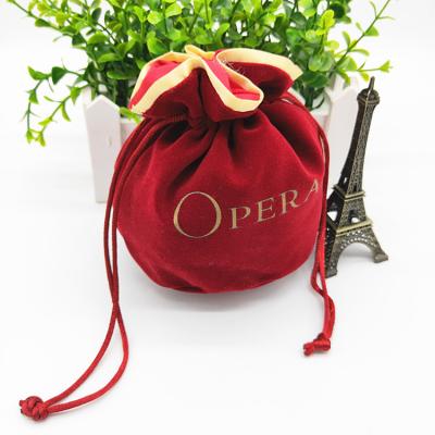 China Protable Custom Christmas Eve Fruit Candy Bag Red Pile Drawstring Gift Bag For Sale for sale