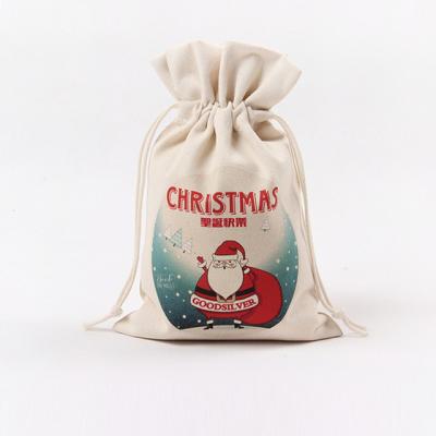 China Home Viable Christmas Drawstring Canvas Bag Creative Storage Gift Bag for sale