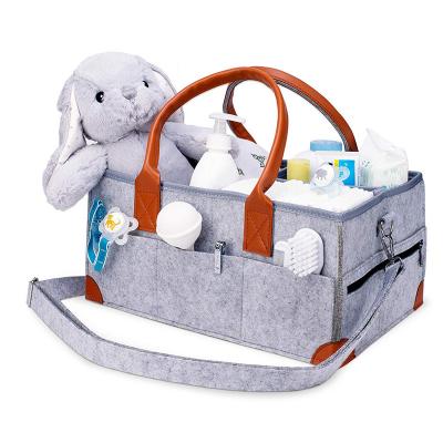 China Custom Baby Stroller Bag Mummy Tote Bag Travel Cloth Mummy Gray Felt Diaper Bag for sale