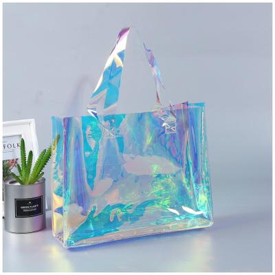 China Durable Factory Design Custom Color Laser PVC Eco-Friendly Packing Transparent Tote Bag for sale