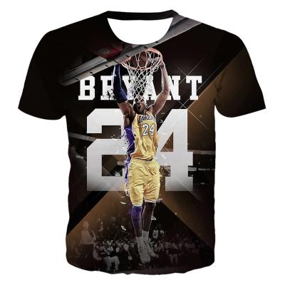 China Super Basketball Star Kobe T-shirt Customized Shirt Quick Dry Bryant Jersey T-shirt Anti-wrinkle Kobe 3D Print Shirt for sale