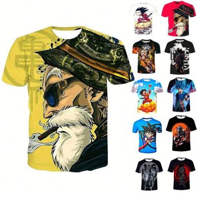 China Hot Sale Summer Anti Shrink T Shirts Men Print Cool 3D T Shirt Tees Anime Tops Stylish Mens Streetwear Custom Plus Size T Shirt Goku Shirts for sale