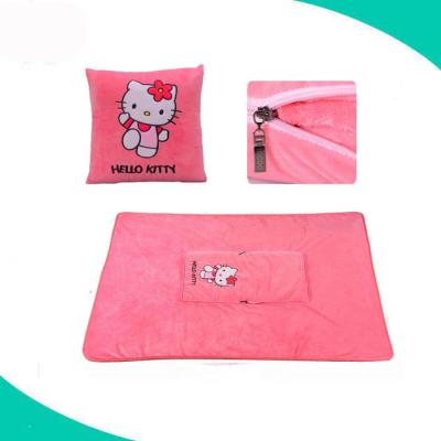 China Multifunctional Custom Adult Square Fleece Plush Kitty Plaid Hello Blanket for sale