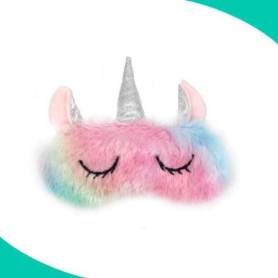 China Custom Plush New Arrival Long Haired Unicorn Animal Eye Mask for sale