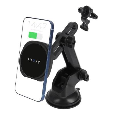 China Magnetic Wireless Car Charger Fast Charger15W Car Phone Holder Air Vent Clip Suction Cup Base for iPhone for sale