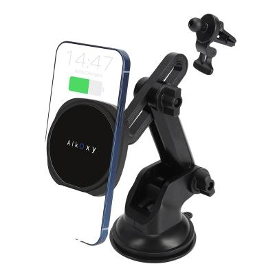 China Car Mount Mobile Phone Holder Wireless Charger Quick Charging with Air vent clip and Dashboard car mount for sale